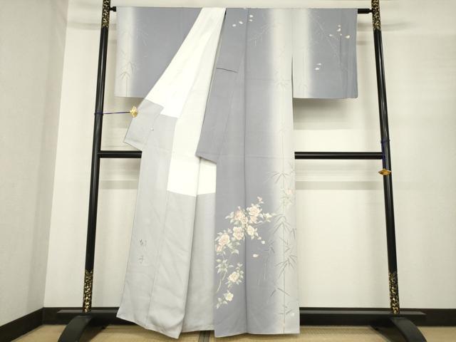 平和屋着物●訪問着　友禅　作家物　操　草花文　暈し染め　正絹　逸品　AABE7773ck