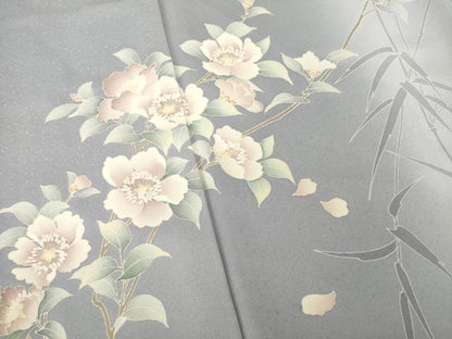平和屋着物●訪問着　友禅　作家物　操　草花文　暈し染め　正絹　逸品　AABE7773ck