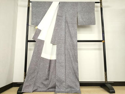 平和屋着物●染色作家　伊藤翠慧　天然繭生紬　たたき染め　反端付き　ロング丈　正絹　逸品　AABE7774ck