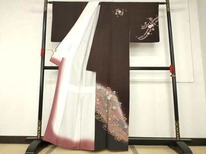 平和屋着物●訪問着　辻が花　絞り　舞花文　暈し染め　正絹　逸品　AABE7775ck