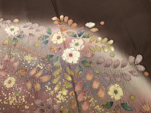 平和屋着物●訪問着　辻が花　絞り　舞花文　暈し染め　正絹　逸品　AABE7775ck