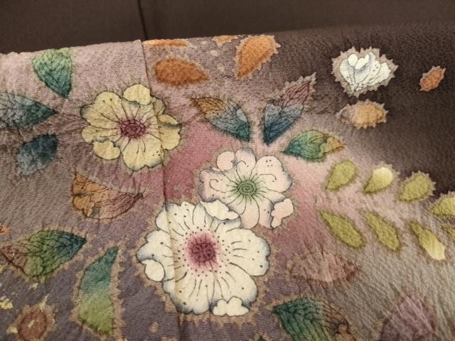 平和屋着物●訪問着　辻が花　絞り　舞花文　暈し染め　正絹　逸品　AABE7775ck