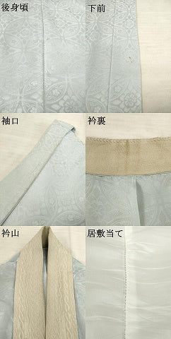 平和屋着物●男性　長襦袢　無双仕立て　七宝花地紋　灰青色　やまと誂製　正絹　逸品　AABE7779ck