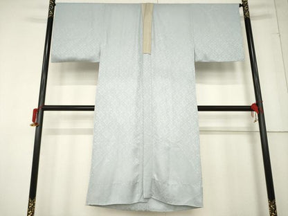 平和屋着物●男性　長襦袢　無双仕立て　七宝花地紋　灰青色　やまと誂製　正絹　逸品　AABE7779ck
