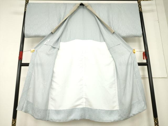 平和屋着物●男性　長襦袢　無双仕立て　七宝花地紋　灰青色　やまと誂製　正絹　逸品　AABE7779ck