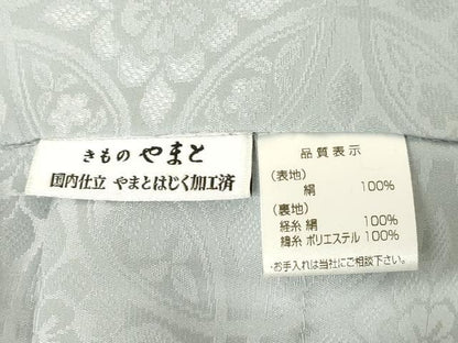 平和屋着物●男性　長襦袢　無双仕立て　七宝花地紋　灰青色　やまと誂製　正絹　逸品　AABE7779ck