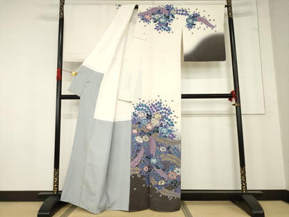 平和屋着物●訪問着　辻が花　舞花文　暈し染め　金彩　正絹　逸品　AABE7780ck