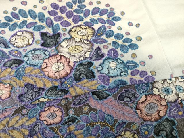 平和屋着物●訪問着　辻が花　舞花文　暈し染め　金彩　正絹　逸品　AABE7780ck