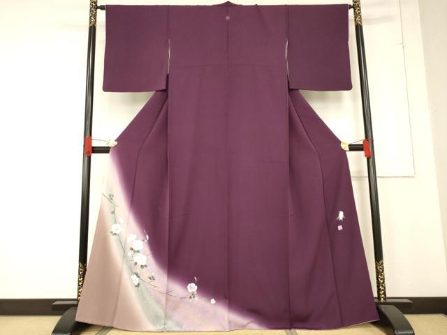 平和屋着物●東京友禅　菅有鬼一　訪問着　枝花文　暈し染め　さが美扱い　正絹　逸品　AABE7785ck