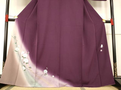 平和屋着物●東京友禅　菅有鬼一　訪問着　枝花文　暈し染め　さが美扱い　正絹　逸品　AABE7785ck