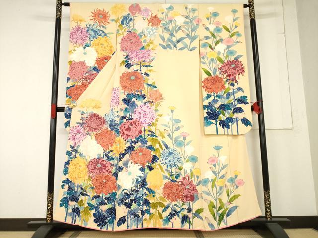平和屋着物●本加賀友禅作家　金丸水明　振袖　草花文　正絹　逸品　AABE7788ck 平和屋着物○本加賀友禅作家 金丸水明 振袖 草花文 正絹 逸品
