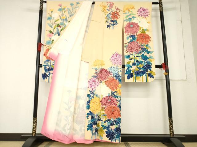 平和屋着物●本加賀友禅作家　金丸水明　振袖　草花文　正絹　逸品　AABE7788ck 平和屋着物○本加賀友禅作家 金丸水明 振袖 草花文 正絹 逸品