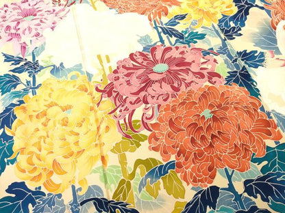 平和屋着物●本加賀友禅作家　金丸水明　振袖　草花文　正絹　逸品　AABE7788ck