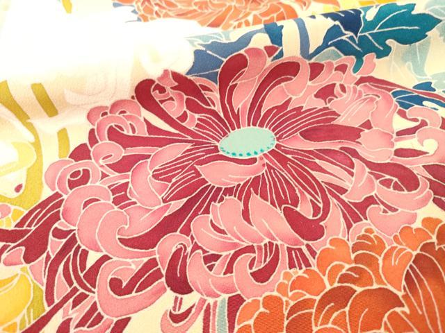 平和屋着物●本加賀友禅作家　金丸水明　振袖　草花文　正絹　逸品　AABE7788ck