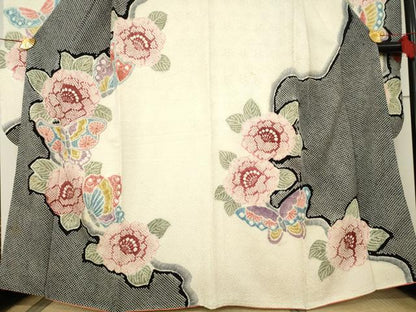 平和屋着物●名門　藤娘きぬたや・総絞り　振袖　花蝶文　正絹　逸品　AABE7789ck