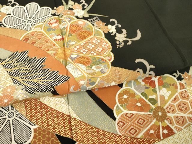 平和屋着物●創業460年・千總　黒留袖　駒刺繍　蔓帯花文　金彩　伊勢丹扱い　正絹　逸品　AABE7791ck