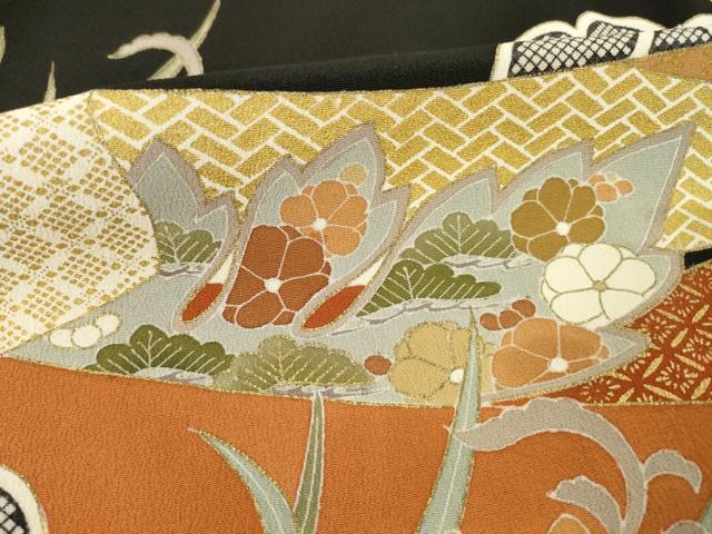平和屋着物●創業460年・千總　黒留袖　駒刺繍　蔓帯花文　金彩　伊勢丹扱い　正絹　逸品　AABE7791ck
