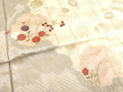 平和屋着物●訪問着　絞り　刺繍　花丸文　金彩　正絹　逸品　AABE7792ck
