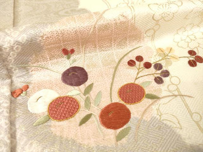 平和屋着物●訪問着　絞り　刺繍　花丸文　金彩　正絹　逸品　AABE7792ck