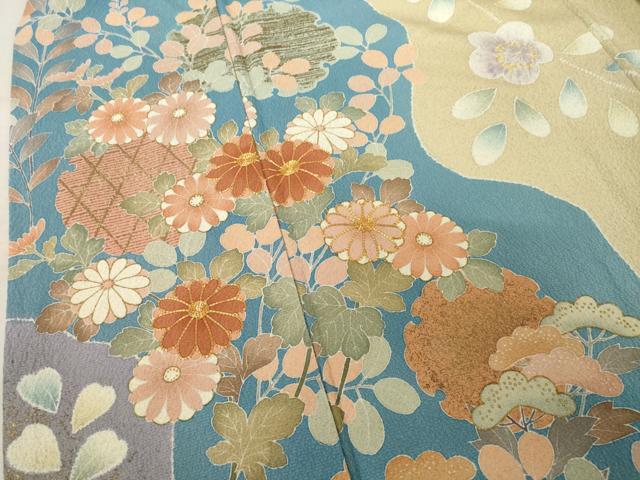平和屋着物●訪問着　友禅　慶彩小袖　草花文　正絹　逸品　AABE7793ck 平和屋着物○訪問着 友禅 慶彩小袖 草花文 正絹 逸品 AABE7793ck