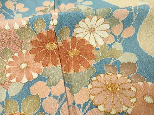 平和屋着物●訪問着　友禅　慶彩小袖　草花文　正絹　逸品　AABE7793ck
