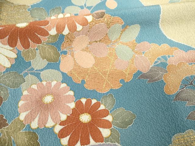 平和屋着物●訪問着　友禅　慶彩小袖　草花文　正絹　逸品　AABE7793ck