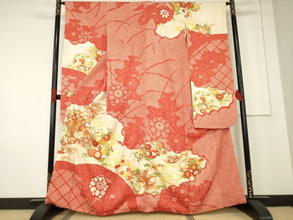平和屋着物●豪華振袖　総絞り　駒刺繍　花鼓文　正絹　逸品　AABE7795ck
