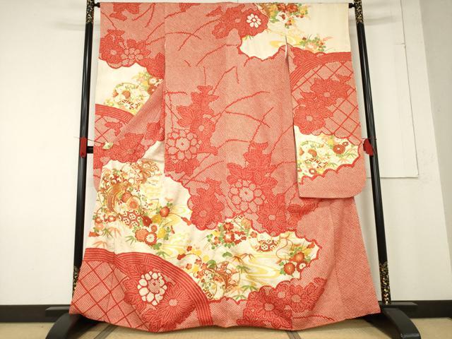 平和屋着物●豪華振袖　総絞り　駒刺繍　花鼓文　正絹　逸品　AABE7795ck