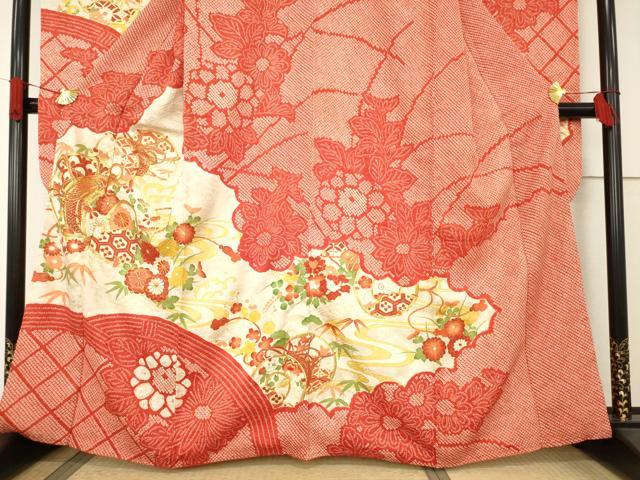 平和屋着物●豪華振袖　総絞り　駒刺繍　花鼓文　正絹　逸品　AABE7795ck