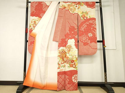 平和屋着物●豪華振袖　総絞り　駒刺繍　花鼓文　正絹　逸品　AABE7795ck
