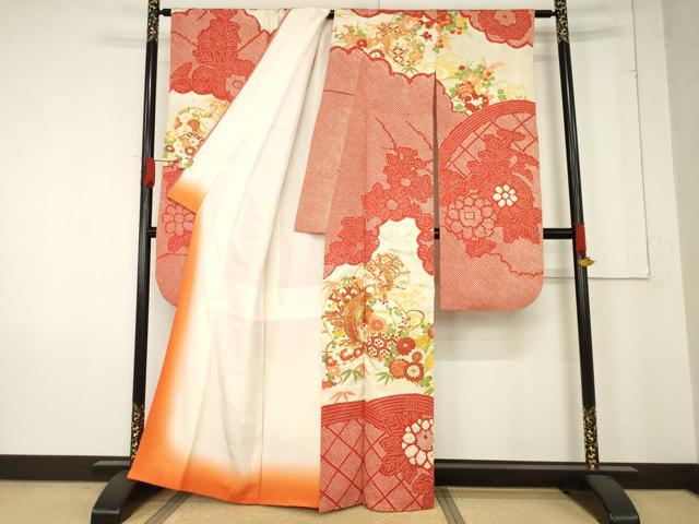 平和屋着物●豪華振袖　総絞り　駒刺繍　花鼓文　正絹　逸品　AABE7795ck