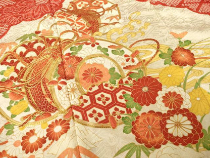 平和屋着物●豪華振袖　総絞り　駒刺繍　花鼓文　正絹　逸品　AABE7795ck