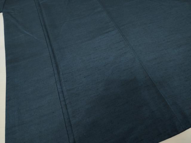 平和屋着物●男性　紬　アンサンブル　色無地　藍鉄色　正絹　逸品　AABE7797ck