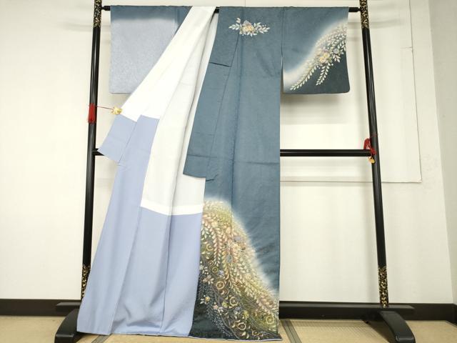 平和屋着物●越後十日町の一流染匠　桐屋・翠山工房　訪問着　辻が花　絞り　舞花文　金通し地　正絹　逸品　AABE7798ck