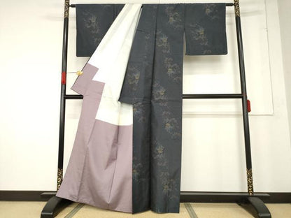 平和屋着物●本場大島紬　風景文　正絹　逸品　AABE7799ck