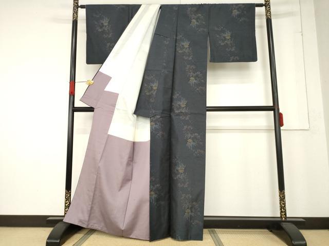 平和屋着物●本場大島紬　風景文　正絹　逸品　AABE7799ck