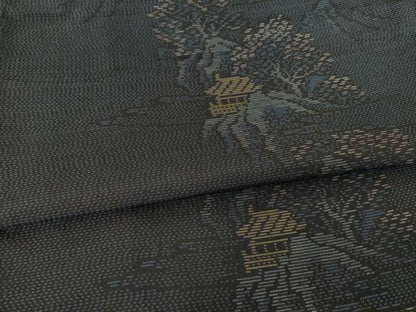 平和屋着物●本場大島紬　風景文　正絹　逸品　AABE7799ck