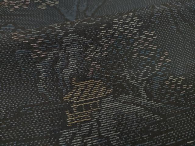 平和屋着物●本場大島紬　風景文　正絹　逸品　AABE7799ck