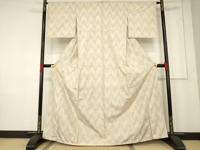 平和屋着物●本場大島紬　白大島　毘沙門亀甲　正絹　逸品　AABE7800ck