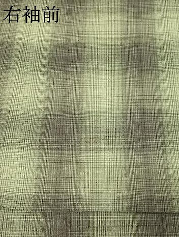 平和屋着物▽上質な紬 単衣 格子 正絹 逸品 AABE8043jh