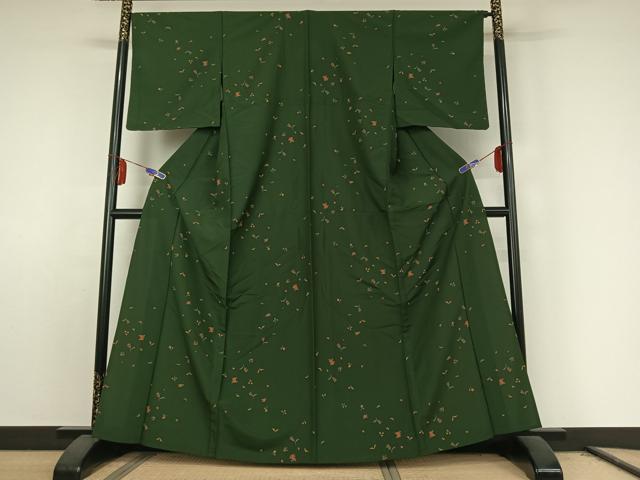 平和屋着物▽小紋 単衣 草花文 洗える着物 AABE8044jh