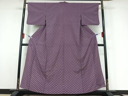 平和屋着物▽小紋　単衣　麻の葉文様　洗える着物　AABE8046jh