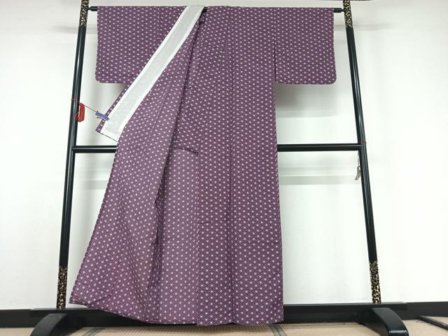 平和屋着物▽小紋　単衣　麻の葉文様　洗える着物　AABE8046jh 平和屋着物□小紋 変わり麻の葉文様 洗える着物 CABF9744evの通販 by