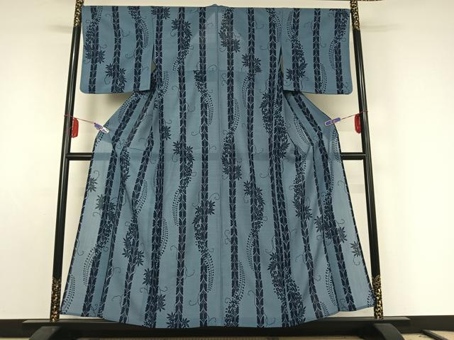 平和屋着物▽小紋 単衣 藤 洗える着物 AABE8047jh