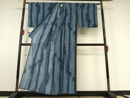 平和屋着物▽小紋 単衣 藤 洗える着物 AABE8047jh
