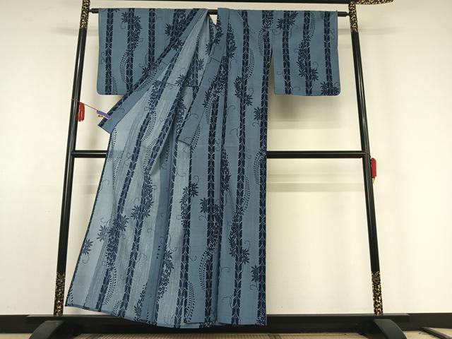 平和屋着物▽小紋 単衣 藤 洗える着物 AABE8047jh