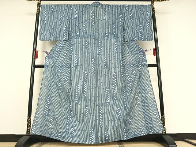 平和屋着物▽小紋 単衣 草花文 洗える着物 AABE8048jh