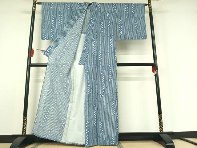 平和屋着物▽小紋 単衣 草花文 洗える着物 AABE8048jh