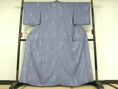 平和屋着物▽小紋 単衣 草花文 洗える着物 AABE8049jh