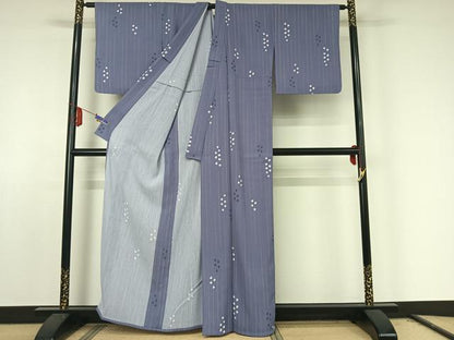 平和屋着物▽小紋 単衣 草花文 洗える着物 AABE8049jh